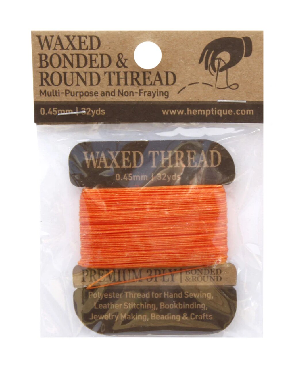 Hemptique Multi-Purpose 0.45mm Waxed Bonded & Round Poly Thread Card